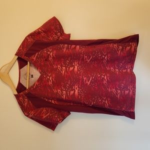 Pink Maroon Animal Print Stretch Sides Scrub Top